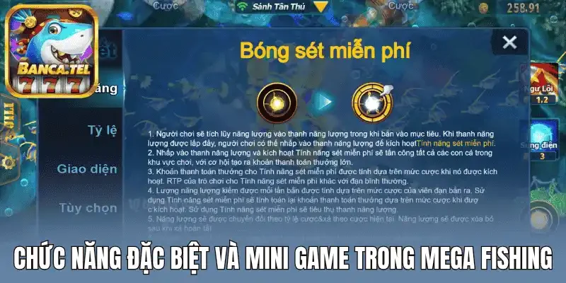 Chức năng đặc biệt và mini game trong Mega Fishing