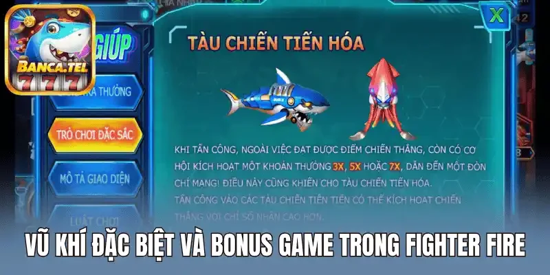 Vũ khí đặc biệt và Bonus game trong Fighter Fire