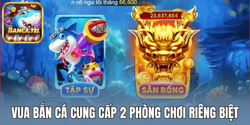 Vua bắn cá cung cấp 2 phòng chơi riêng biệt